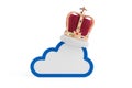 Cloud Computing Leadership Concept. Royal Crown On Cloud Icon Symbolizing Premium Digital Power. 3d Rendering Royalty Free Stock Photo