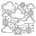 Cloud Computing Line Art Vector Abstract Network Storage and Data Connection Illustration Royalty Free Stock Photo