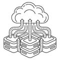 Cloud Computing Line Art Vector Abstract Network Storage and Data Connection Illustration Royalty Free Stock Photo