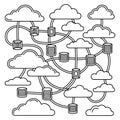 Cloud Computing Line Art Vector Abstract Network Storage and Data Connection Illustration Royalty Free Stock Photo