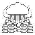 Cloud Computing Line Art Vector Abstract Network Storage and Data Connection Illustration Royalty Free Stock Photo