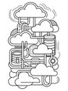 Cloud Computing Line Art Vector Abstract Network Storage and Data Connection Illustration Royalty Free Stock Photo