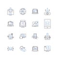 Cloud computing line icons collection. Scalability, Virtualization, Automation, Security, Agility, Integration