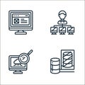 cloud computing line icons. linear set. quality vector line set such as database, cloud, client server Royalty Free Stock Photo