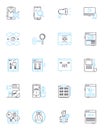 Cloud computing linear icons set. Scalability, Virtualization, Agility, Flexibility, Automation, Security, Mobility line Royalty Free Stock Photo