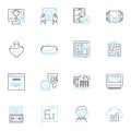 Cloud computing linear icons set. Virtualization, Scalability, Automation, Integration, Mobility, Agility, Flexibility Royalty Free Stock Photo