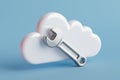 Cloud Computing And Maintenance Concept. White Cloud Icon With Metallic Wrench Symbolizing Configuration And Technical Support In Royalty Free Stock Photo