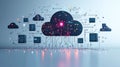 Cloud computing managing data on multiple servers and devices Royalty Free Stock Photo