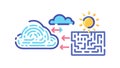 Cloud computing with maze. Complex data and problem-solving solutions. vector design Generative AI Royalty Free Stock Photo