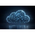 Cloud Computing Mesh: Neon Polyhedral Cloud Visualization Royalty Free Stock Photo
