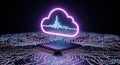 Cloud Computing Microchip: Digital Cloud Icon on Circuit Board for Tech Data Royalty Free Stock Photo