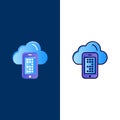 Cloud, Computing, Mobile, Cell  Icons. Flat and Line Filled Icon Set Vector Blue Background Royalty Free Stock Photo