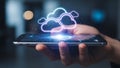 Cloud computing on mobile phone technology concept Royalty Free Stock Photo