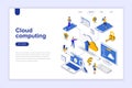 Cloud computing modern flat design isometric concept. Business technology and people concept. Landing page template. Royalty Free Stock Photo