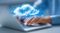 Cloud computing and modern technology, seamless data access storage solutions via laptop Royalty Free Stock Photo