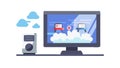 Cloud Computing Monitor, Data Storage Remote Access, vector design Generative AI Royalty Free Stock Photo