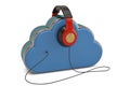 Cloud computing multimedia concept headphones and clouds on whit