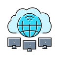 cloud computing network ai integration color icon vector illustration Royalty Free Stock Photo