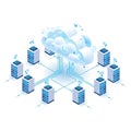 Cloud computing network architecture with multiple server connections Royalty Free Stock Photo