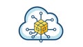 Cloud computing network with central data cube Royalty Free Stock Photo
