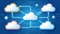 Cloud computing network with connected servers and data storage Royalty Free Stock Photo