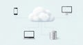 Cloud computing network connecting devices and data storage for seamless digital connectivity and data access Royalty Free Stock Photo