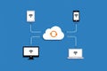 Cloud computing network connecting devices with wireless internet access Royalty Free Stock Photo