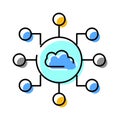 Cloud computing network connecting multiple distributed data nodes Royalty Free Stock Photo