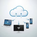 Cloud computing network connection diagram showing devices connected to the cloud Royalty Free Stock Photo