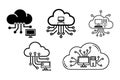 Cloud computing and network connection icons with computers and servers Royalty Free Stock Photo