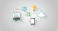Cloud Computing Network Connection Technology Icons Computer Smartphone Gear Bulb Royalty Free Stock Photo