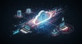 Cloud Computing Network Data Storage illustration depicting cloud computing infrastructure showcasing data storage and transfer Royalty Free Stock Photo