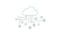 A cloud computing network diagram with connected cubes and lines on a white background Royalty Free Stock Photo
