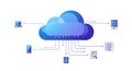 Cloud Computing Network Diagram Devices, Servers, Data, and Search Icons Royalty Free Stock Photo