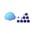 Cloud computing and network diagram icon. A light blue cloud Royalty Free Stock Photo