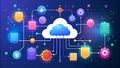 Cloud Computing Network Diagram with Icons and Connections Royalty Free Stock Photo
