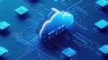 Cloud computing network diagram transferring data efficiently Royalty Free Stock Photo