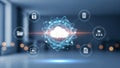 Cloud Computing Data Network Digital Security Global Technology Business Blue Background Royalty Free Stock Photo