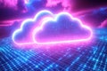 Cloud Computing Network: Futuristic Digital Technology Background. Abstract digital data streams, server nodes, and Royalty Free Stock Photo