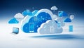 Cloud computing network with mobile and desktop devices Royalty Free Stock Photo