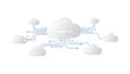 A cloud computing network with multiple connected clouds and lines Royalty Free Stock Photo