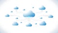 A cloud computing network with multiple interconnected blue clouds on a white background Royalty Free Stock Photo
