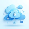 Cloud Computing Network with Padlocks for Data Security Royalty Free Stock Photo