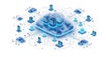 Cloud Computing Network: Seamless Integration and Data Exchange Illustration Royalty Free Stock Photo