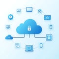 Cloud Computing Network with Secure Data Access and Technology Icons Royalty Free Stock Photo