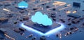 Cloud computing and network security concept, 3d rendering,conceptual image Royalty Free Stock Photo