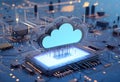 Cloud computing and network security concept, 3d rendering,conceptual image Royalty Free Stock Photo