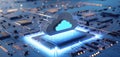 Cloud computing and network security concept, 3d rendering,conceptual image Royalty Free Stock Photo