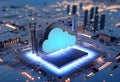 Cloud computing and network security concept, 3d rendering,conceptual image Royalty Free Stock Photo