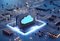 Cloud computing and network security concept, 3d rendering,conceptual image Royalty Free Stock Photo